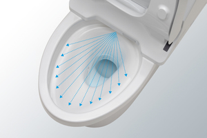  Fast alle Washlet-Modelle von Toto sind mit der Hygienefunktion "PreMist" ausgestattet: Das WC-Becken wird vor der Nutzung mit einem Wasserfilm benetzt, sodass sich weniger Schmutz und Keime auf der Keramik festsetzen können.  