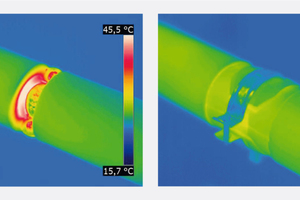  Abhängig vom Rohrdurchmesser kann der Wärmeverlust einer ungedämmten Rohraufhängung (links im Bild) dem Wärmeverlust von bis zu 1 m ungedämmter Rohrleitung entsprechen. 
