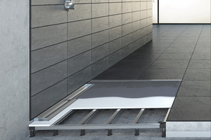  Das neue Bodensystem „ACO ShowerFloor“ zum Einbau bodenebener Duschrinnen und Punktabläufe.  