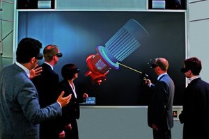  Mit Aha-EffektMit Hilfe einer neuartigen Virtual Reality-Technologie (VR) ist es den Mitarbeitern des Wilo-Forschungslabors jetzt möglich, Abläufe von Strömungen und Bauteilbelastungen interaktiv und dreidimensional zu veranschaulichen 