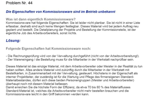  Die Eigenschaften von Kommissionsware sind im Betrieb unbekannt ... 