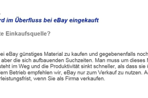  Billigmaterial wird im Überfluss bei eBay eingekauft ... 