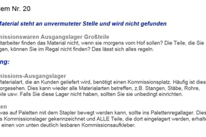  Das Material steht an unvermuteter Stelle und wird nicht gefunden ... 