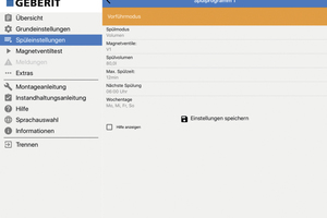  Mit der „Geberit SetApp“ sind Spülmengen und -intervalle bequem und einfach einzustellen. 