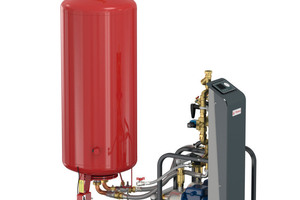  Der pumpengesteuerte Druckhalteautomat „Flamcomat“ hält den Anlagendruck nahezu konstant (+/- 0,2 bar), speist bei Bedarf Wasser nach und entgast das Ausdehnungswasser der gesamten Anlage. 