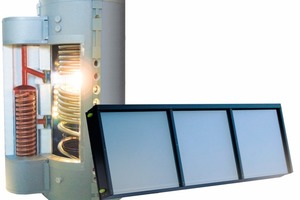  Viele Hersteller von Solarsystemen wie Tisun (www.tisun.de) – wie im Bild das Solar-Heizungsset „SHS“ mit Solar-Schichtspeicher „Pro-Clean“ mit Sphärentauscher und Großflächenkollektor „FA“ – bieten günstige Setlösungen für Heizungsunterstützung an und erhöhen somit die Wirtschaftlichkeit von Heizungsanlagen 