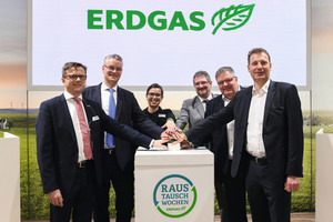  v.l.n.r. John Werner (Zukunft Erdgas), Dr. Constantin Alsheimer (LDEW), Christina Heß (Zukunft Erdgas), Matthias Dinges (Schornsteinfegerinnung Rhein-Main), Uwe Glock (BDH) und Erik Debertshäuser (Fachverband SHK Land Brandenburg) 