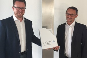  Martin Liese-Flügel (links) begrüßt Rafael Mirski (rechts) mit dem ContiI+ Willkommen-Paket 