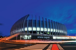  NachtansichtDie Arena Zagreb wirkt auch nachts als Blickfang 