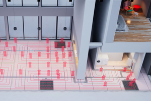  Blick in das neue Video von Zewotherm: Vorgewärmte Frischluft wird von dem neuen „ZEWO MultiFloor“-System langsam und zugfrei an den Raum abgegeben. 