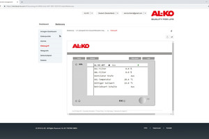  Mithilfe des AL-KO-Fernzugriffsportals ist immer und überall ein vollständiger Zugriff auf das zentrale Bediengerät der RLT-Anlage möglich. 
