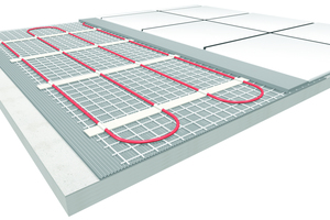  Ein Beispiel für den Aufbau einer elektrischen Fußbodenheizung. 