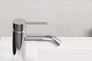  Das Design der Armaturenlinie Kludi „Bozz“ passt perfekt zum minimalistischen Stil der Innenarchitektur im „Urban Loft Cologne“. 