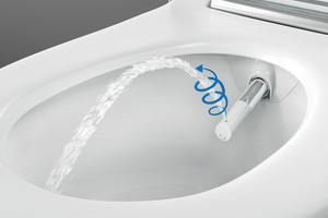  Das ist Luxus: Ein sanfter Duschstrahl reinigt den Intimbereich mit körperwarmem Wasser. 