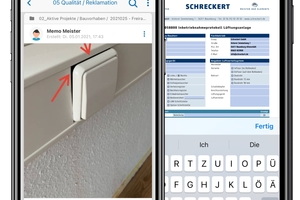  Memomeister: Die mobil erfassten Daten können in Form von Baustellenberichten versandt werden. 