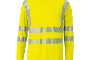  Das Langarmshirt der Warnschutzkollektion „­Reflectiq“ von Kübler erfüllt Kl. 3 nach ISO 20471:2013 und hat einen UV-Schutzfaktor von 50+ (EN 13758). 