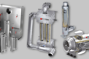  Übersicht der Lösungen von Schräder (v.l.nr.): „TurbuFlexS-Box“, „TurbuFlexS-300/600/900“, „TurbuFlexS 2x900“, „TurbuFlexS-U600 Condens“, „TurbuFlexS TubeInTube“, „TurbuFlexS-U1200 Condens“. 