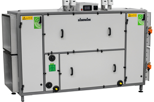  Das RLT-Kompaktlüftungsgerät von Kampmann ist in vier Baugrößen erhältlich mit einem Luftvolumenstrom bis ca. 6000 m³/h. 