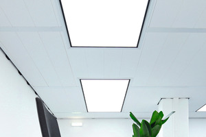  Das Lichtsegel „Indusail Luminous“ vereint LED-Flächenbeleuchtung mit Kühlung, Lüftung sowie Akustik und ist beliebig erweiterbar. 