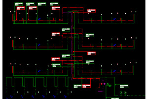  Abb. 1: Rohrschema mit den Berechnungsdurchflüssen nach Tabelle 1. 