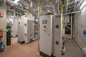  Blick auf die drei Dampferzeuger von Certuss Dampfautomaten mit insgesamt 1.602 kW Leistung. 