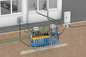  <div class="bildtext_1">Der erdeingebaute Fettabscheider „ACO LipuLift-P“ zur Vollentsorgung vereint Fettabscheider, Probenahme und Pumpstation in einem einzigen Behälter. </div> 