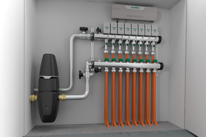  Der „VacuStream“ kann einfach neben den Verteiler für die Fußbodenheizung eingebaut werden. Alternativ ist eine Installation neben der Wärmepumpe möglich.  