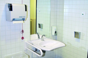  Barrierefreier SanitärräumeDie Waschtische „Vitalis“ sind für die Ausstattung barrierefreier Sanitärräume im öffentlichen Bereich geeignet 