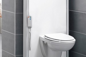  Komfortables SanitärsystemJedes handelsübliche, wandhängende WC ist an dem höhenverstellbaren, motorisierten Paneel schnell montiert  