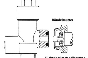  Kleine Flaschen haben ein Ventil mit Dichtring, und der Druckminderer wird mit einer Rändelmutter festgeschraubt [1] 