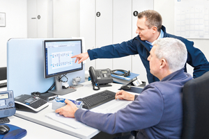  <div class="bildtext_1">Die Gebäudetechniker können die Anlage jederzeit über einen Web-<br />browser überwachen und regeln.</div> 