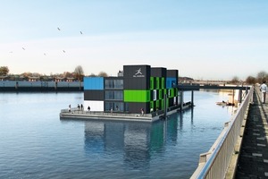  IBA-InformationszentrumIm Mai 2010 wird das IBA-Dock offiziell für die Öffentlichkeit eröffnet. Neben Infotafeln werden dann auf Monitoren Ertrag, Verbrauch und die Temperaturen zu sehen sein 