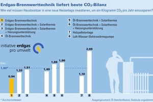  CO2-Emissionen verhindernHausbesitzer müssen bei einer Erdgas-Brennwerttechnikheizung nur 0,94 € investieren, um 1 kg CO2 im Jahr einzusparen, das liegt unter dem Durchschnitt von 1,60 € 