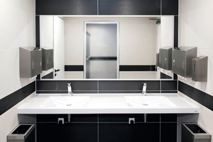  Edle Ausstattung in den Sanitärräumen Für Herren mit Doppelwaschtischen der Serie „Varius“ von der ersten bis zur fünften Etage 