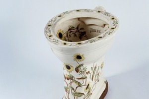  Klomuschel „Baltic“, Keramik mit Sonnenblumendekor, glasiert 
