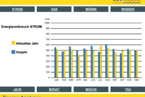  Abb 4: Grafische ÜbersichtDer Vergleich der Jahres-Verbrauchswerte oder die tages- bzw. wochenaktuellen Auswertungen bieten sich an, um beispielsweise im Rahmen von Mieterversammlungen die Spitzenlastzeiten eines Objektes zu demonstrieren und daraus die Möglichkeiten von Einsparungen abzuleiten 