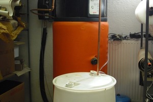  TestaufbauAlte Wärmepumpenanlage als Pufferbehälter mit 300 l Inhalt 