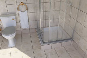  Eine bodengleiche Dusche kann auch dort entstehen, wo im Rahmen der Badsanierung keine Abwasserleitung mit ausreichendem Gefälle erstellt werden kann 
