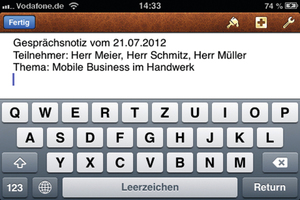  Abb. 2: Die Abbildung zeigt das Schreibprogramm Pages auf dem „iPhone“ (Smartphone von Apple). 