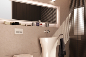  Manche WC-Betätigungsplatten, wie die Geberit "Sigma50", können individuell auf das Bad abgestimmt werden– von Holz bis Stein oder mit Lieblingsmotiv. 