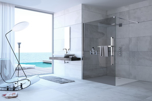  Walk-In-Dusche mit grauem Glas 