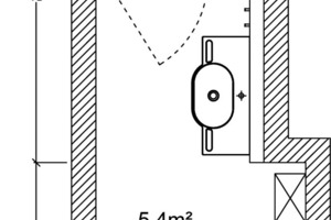  Funktionale Raumgestaltung: Eine clevere Planung nutzt den vorhandenen Platz optimal aus, so dass auf noch nicht einmal 6 m2 ein Komfortbad entsteht, dass auch mit Rollator zu nutzen ist. 