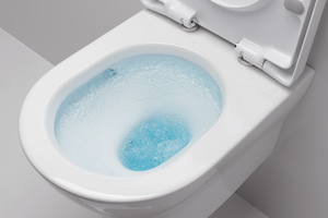  (Quelle: Toto) Seit 2002 sind alle WC-Keramiken von Toto mit der Spülung „Tornado Flush“ ausgestattet. 