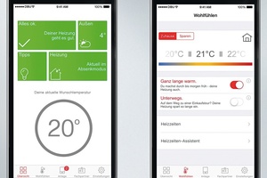  Mit der ?ViCare?-App lassen sich Temperaturen und individuelle Heizzeiten jederzeit per Wischbewegung und Fingertipp auf dem Smartphone einstellen. 